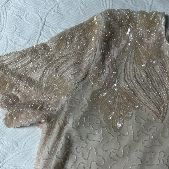 Jewel Queen Vintage Light Pink Silk Sequin Dress Size Small - Picture 7 of 8